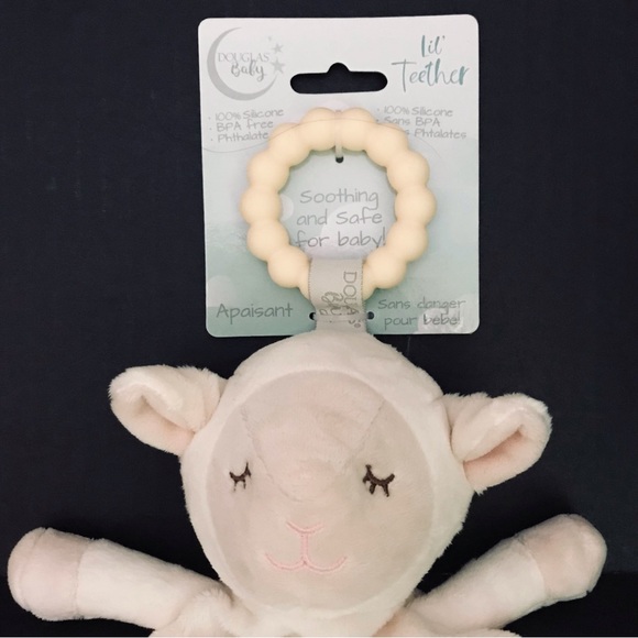 Douglas Baby Lamb Lovey Teether Security Plush Moon Stars Knotted Blanket Cream - Picture 2 of 4